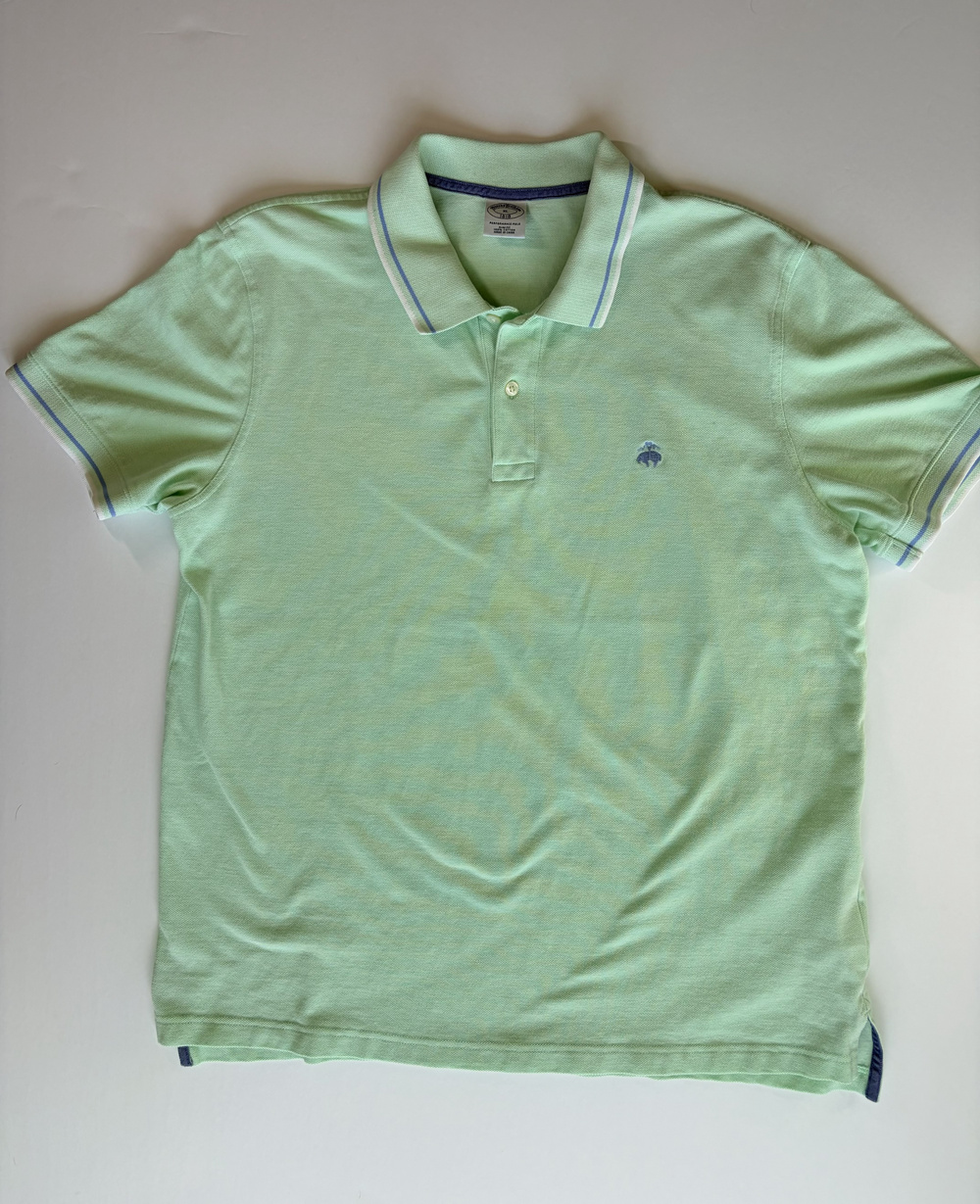 Brooks Brothers 1818 Performance Polo Shirt Green XL Slim Fit Cotton